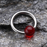 Detail View 1 of UV Acrylic Ball Top Captive Bead Ring-Red