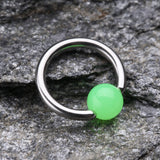 Detail View 1 of Neon Acrylic Ball Top Captive Bead Ring-Green