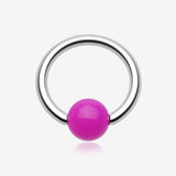 Neon Acrylic Ball Top Captive Bead Ring-Purple