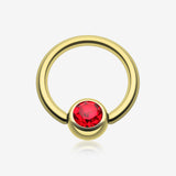 Gold Plated Gem Ball Captive Bead Ring*