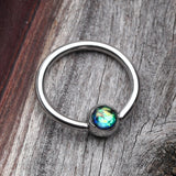 Detail View 1 of Opalescent Sparkle Steel Captive Bead Ring-Black
