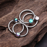 Detail View 2 of Opalescent Sparkle Steel Captive Bead Ring-Black