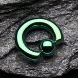 Colorline PVD Steel Captive Bead Ring-Green