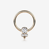 Rose Gold Royal Bali Sparkle Beaded Steel Captive Bead Ring