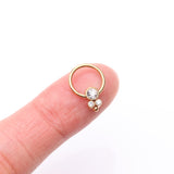 Detail View 2 of Golden Royal Bali Sparkle Beaded Steel Captive Bead Ring-Clear Gem