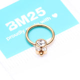 Detail View 4 of Golden Royal Bali Sparkle Beaded Steel Captive Bead Ring-Clear Gem