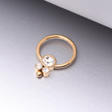 Detail View 1 of Golden Royal Bali Sparkle Beaded Steel Captive Bead Ring-Clear Gem