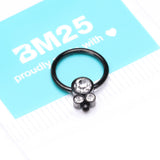 Detail View 4 of Blackline Royal Bali Sparkle Beaded Steel Captive Bead Ring-Clear Gem