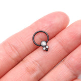 Detail View 2 of Blackline Royal Bali Sparkle Beaded Steel Captive Bead Ring-Clear Gem