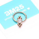 Detail View 4 of Rose Gold Royal Bali Essence Beaded Steel Captive Bead Ring-Clear Gem