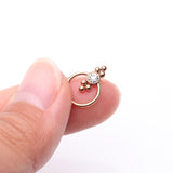 Detail View 2 of Rose Gold Royal Bali Essence Beaded Steel Captive Bead Ring-Clear Gem