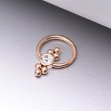 Detail View 1 of Rose Gold Royal Bali Essence Beaded Steel Captive Bead Ring-Clear Gem