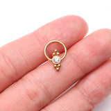 Detail View 2 of Golden Royal Bali Essence Beaded Steel Captive Bead Ring-Clear Gem