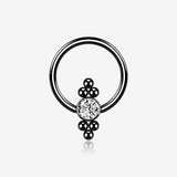 Blackline Royal Bali Essence Beaded Steel Captive Bead Ring