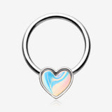 Iridescent Revo Heart Sparkle Captive Bead Ring