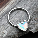 Iridescent Revo Heart Sparkle Captive Bead Ring