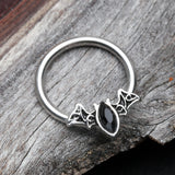 Detail View 1 of Victorian Goth Bat Sparkle Captive Bead Ring-Black
