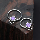Detail View 1 of Aphrodite Stone Tessel Captive Bead Ring-Purple