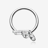 Pistol Gun Sparkle Captive Bead Ring