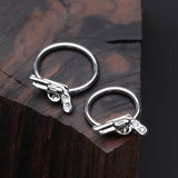 Detail View 1 of Pistol Gun Sparkle Captive Bead Ring-Clear Gem