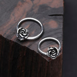 Detail View 1 of Vintage Steel Rose Blossom Captive Bead Ring