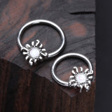 Detail View 1 of Blazing Opalescent Sun Sparkle Captive Bead Ring-White