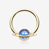 Golden Opalescent Galaxy Planet Captive Bead Ring