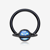 Blackline Opalescent Galaxy Planet Captive Bead Ring-Black/Blue
