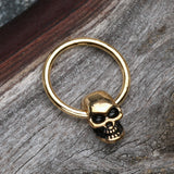 Detail View 1 of Golden Apocalyptic Skull Captive Bead Ring
