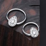 Detail View 1 of Avice Opalescent Sparkle Captive Bead Ring-Clear Gem/White