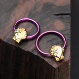 Detail View 1 of Colorline Ariel's Seashell Steel Captive Bead Ring-Purple/Teal