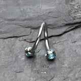 Detail View 1 of Aurora Gem Ball Steel Twist Spiral Ring-Aqua