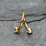 Detail View 1 of Gold Plated Aurora Gem Ball Twist Spiral Ring-Clear Gem