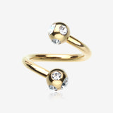 Gold Plated Aurora Gem Ball Twist Spiral Ring