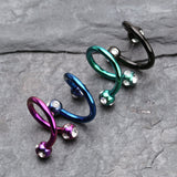 Detail View 2 of Colorline PVD Aurora Gem Ball Twist Spiral Ring-Black/Clear