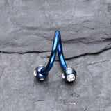 Detail View 1 of Colorline PVD Aurora Gem Ball Twist Spiral Ring-Blue/Clear