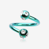 Colorline PVD Aurora Gem Ball Twist Spiral Ring