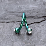 Detail View 1 of Colorline PVD Aurora Gem Ball Twist Spiral Ring-Green/Clear