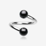 Basic Steel Twist Spiral Ring with PVD Plated Balls