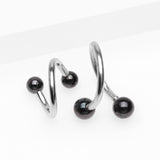 Detail View 1 of Basic Steel Twist Spiral Ring with PVD Plated Balls-Black