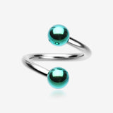 Basic Steel Twist Spiral Ring with PVD Plated Balls