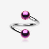Basic Steel Twist Spiral Ring with PVD Plated Balls-Purple