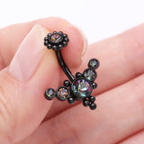 Detail View 3 of Blackline Bali Beaded Flora Sparkle Internally Threaded Belly Button Ring-Vitrail Medium
