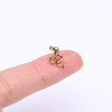 Detail View 2 of Golden Slithering Silk Snake Internally Threaded Steel Labret