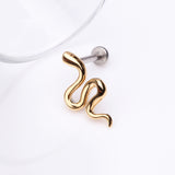 Detail View 1 of Golden Slithering Silk Snake Internally Threaded Steel Labret