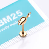 Detail View 3 of Golden Charming Little Mouse Top Internally Threaded Labret Flat Back Stud