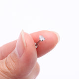 Detail View 2 of Teardrop Prong Set Sparkle Top Internally Threaded Labret Flat Back Stud-Clear Gem