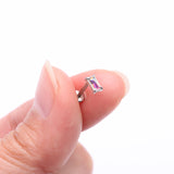 Detail View 2 of Baguette Prong Set Sparkle Top Internally Threaded Labret Flat Back Stud-Aurora Borealis