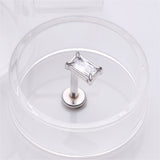 Detail View 1 of Baguette Prong Set Sparkle Top Internally Threaded Labret Flat Back Stud-Clear Gem