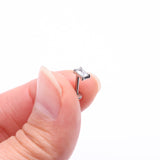 Detail View 2 of Baguette Prong Set Sparkle Top Internally Threaded Labret Flat Back Stud-Clear Gem